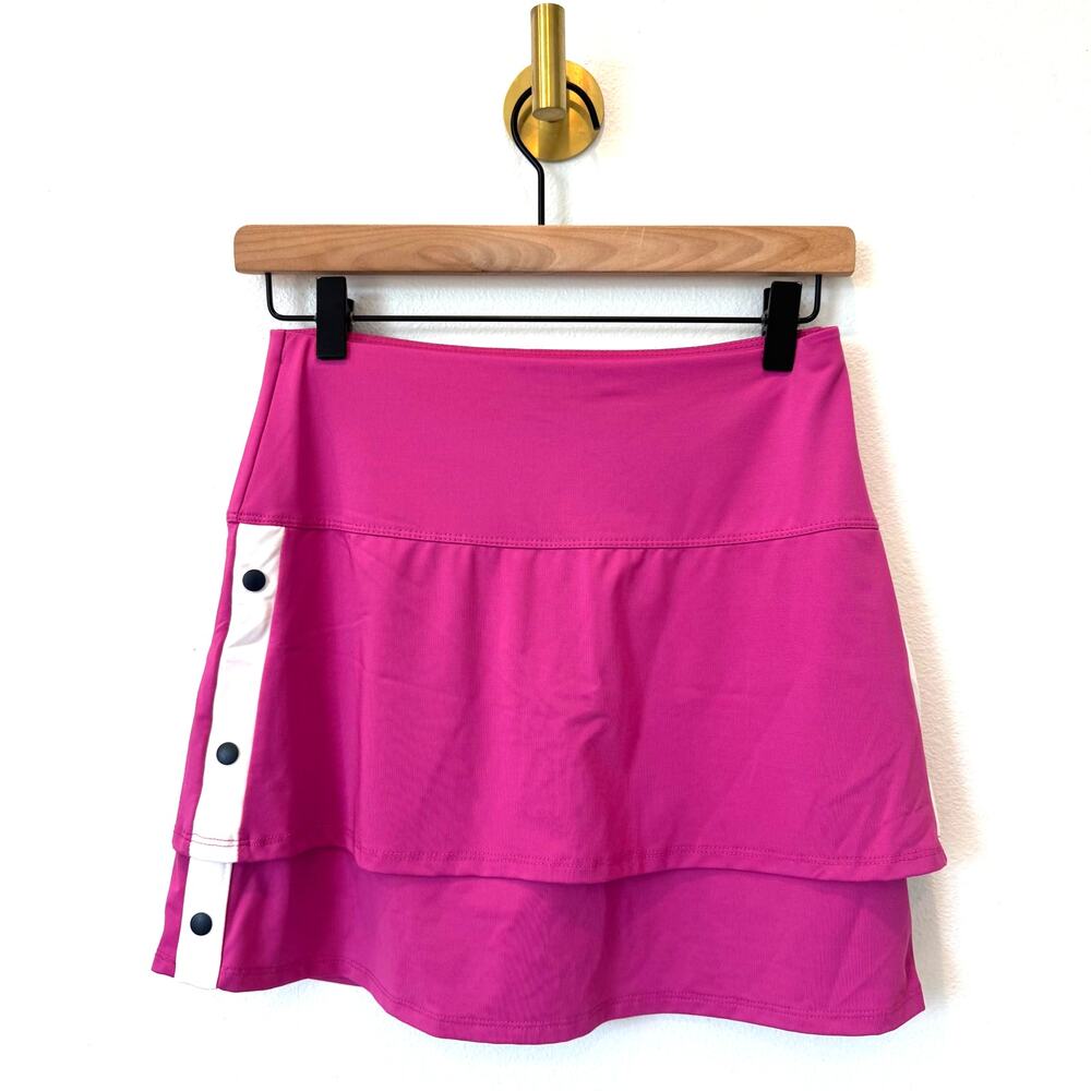 Lucky In Love Snap To It Tiered Tennis Golf Skort Magenta Pink Athletic, Sporty